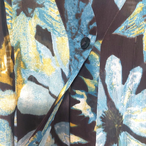 Chico's Womens 3(16) Silk 1 Button Blouse Top Sheer Long Sleeve V Neck Silk - Picture 3 of 7